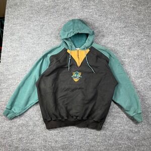 Sun Valley Hoodie Womens Large Black Two Tone Fleece Embroidered Patch Mountain